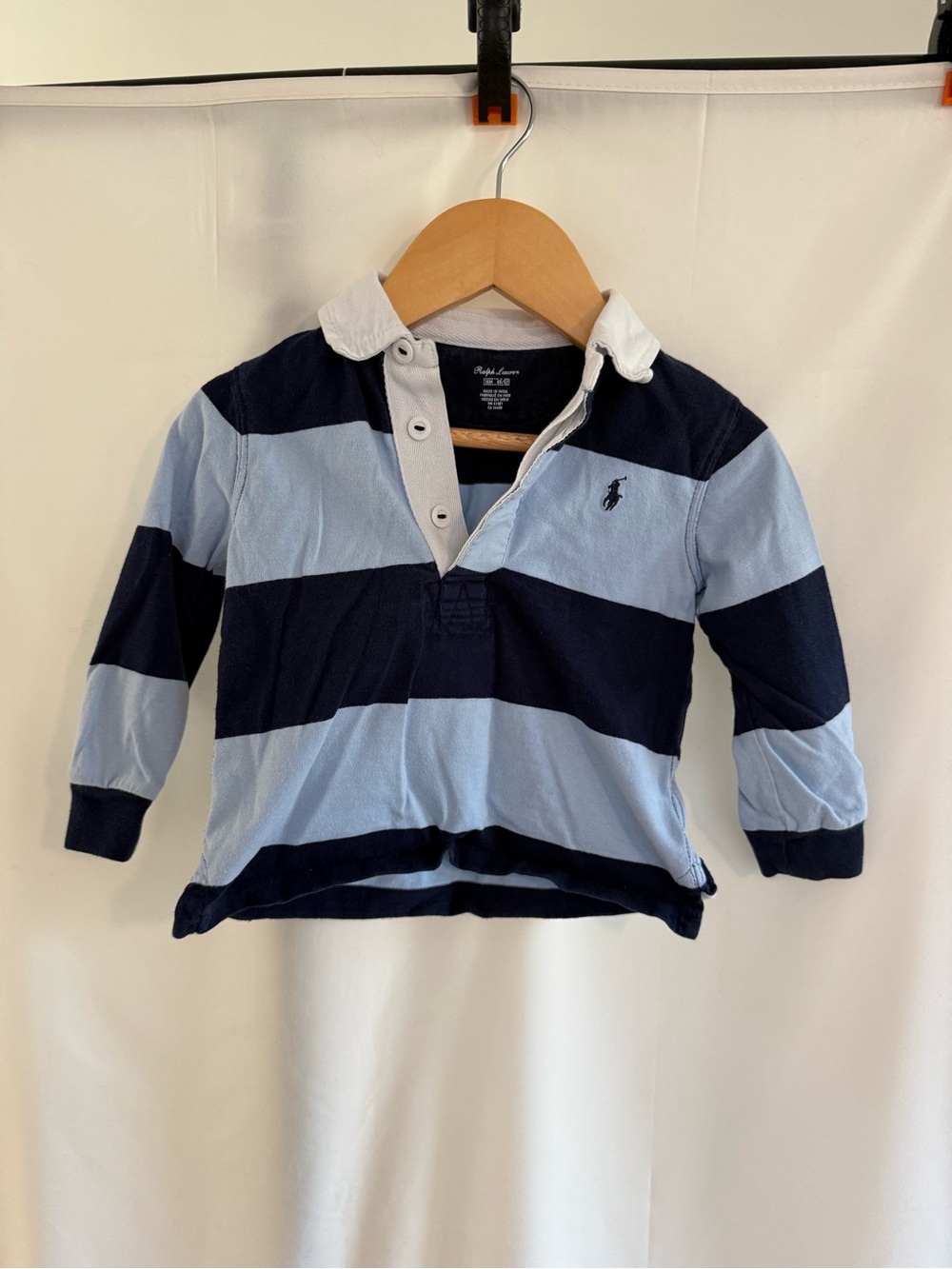 Polo by Ralph Lauren Light Blue & Navy Striped Rugby Polo